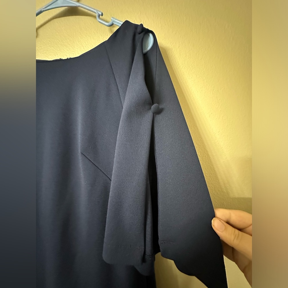 Carole Wren Solid Navy Button Cold Shoulder‎ Knee-length Dress Women’s Size 10 M - Picture 5 of 8